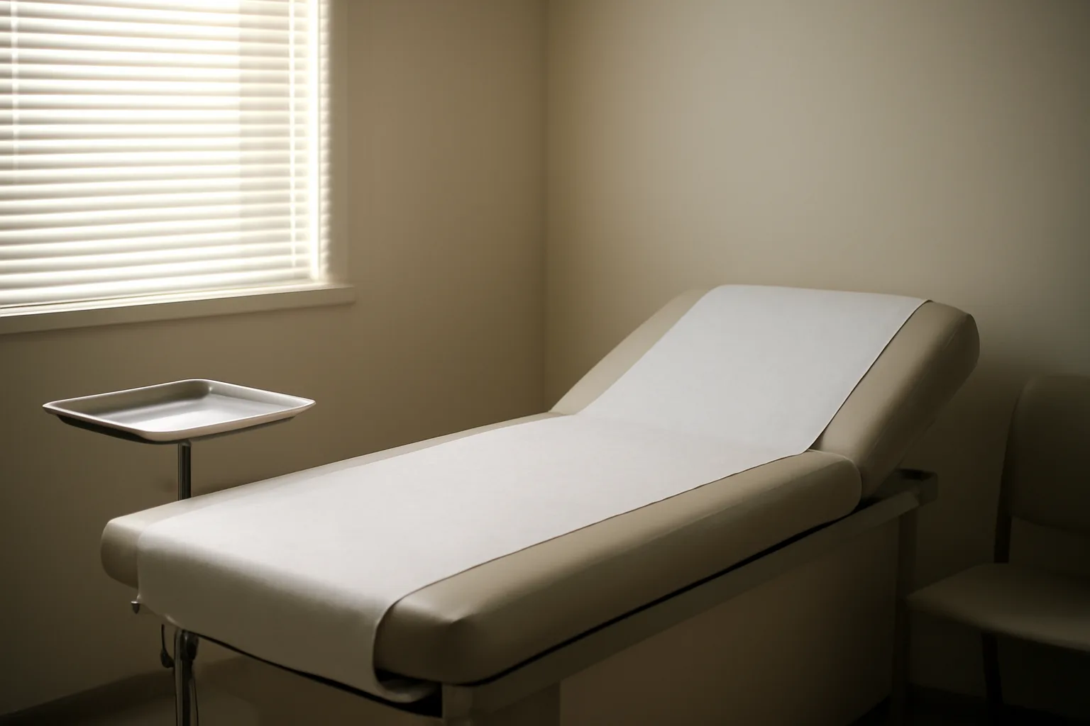Empty clinical exam room representing research into TB-500 in women